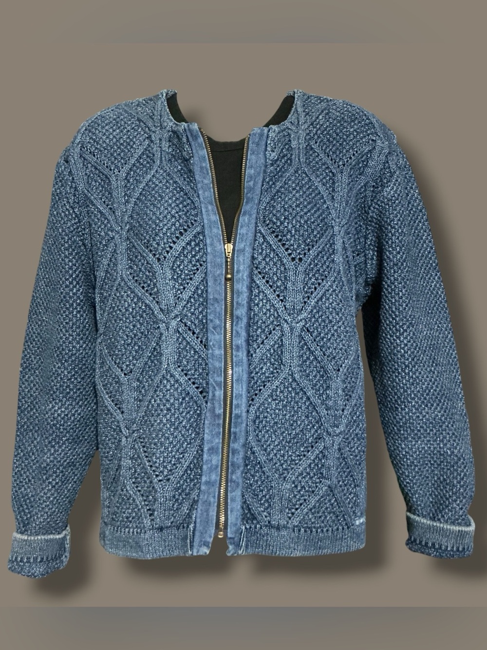 Vintage Blue Willi’s Made in Denmark Cotton Knit Zip Cardigan